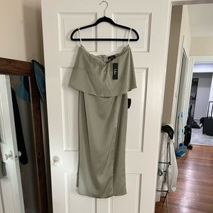 Lulu’s Green Satin Strapless Dress